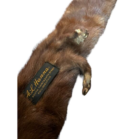 TANNED MINK PELT 29” Scarf Drape Stole Wrap Collar Natural Leather Taxidermy - Picture 10 of 16